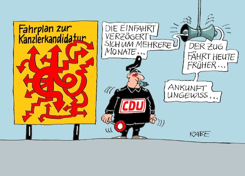 Cartoon: Fahrplanwirrwa (medium) by RABE tagged landtagswahl,thüringen,erfurt,kemmerich,fdp,ramelow,linke,höcke,afd,mohring,cdu,rabe,ralf,böhme,caartoon,karikatur,pressezeichnung,farbcartoon,tagescartoon,kanzlerkandidaten,kanzlerkandidatur,merz,spahn,fahrplan,bahnhof,verspätung,landtagswahl,thüringen,erfurt,kemmerich,fdp,ramelow,linke,höcke,afd,mohring,cdu,rabe,ralf,böhme,caartoon,karikatur,pressezeichnung,farbcartoon,tagescartoon,kanzlerkandidaten,kanzlerkandidatur,merz,spahn,fahrplan,bahnhof,verspätung