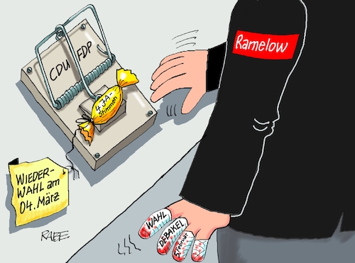 Cartoon: Falle II (medium) by RABE tagged landtagswahl,thüringen,erfurt,ramelow,kemmerich,fdp,akk,rücktritt,höcke,minderheitsregierung,kanzleramt,domino,dominospiel,cdu,dominosteine,hirte,afd,schraubstock,unvereinbarkeitsbeschluss,mausefalle,landtagswahl,thüringen,erfurt,ramelow,kemmerich,fdp,akk,rücktritt,höcke,minderheitsregierung,kanzleramt,domino,dominospiel,cdu,dominosteine,hirte,afd,schraubstock,unvereinbarkeitsbeschluss,mausefalle