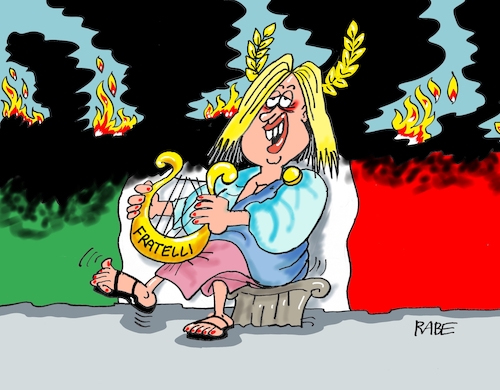 Cartoon: Feuer Weib Gesang (medium) by RABE tagged italien,rom,draghi,rücktritt,neuwahlen,mattarella,regierungskrise,rabe,ralf,böhme,cartoon,karikatur,pressezeichnung,farbcartoon,tagescartoon,wahlurne,krücke,stiefel,stimmzettel,wähler,fratelli,meloni,rechts,rechte,berlusconi,parlament,flammen,kaiser,nero,schutt,asche,harfe,gesang,partei,italien,rom,draghi,rücktritt,neuwahlen,mattarella,regierungskrise,rabe,ralf,böhme,cartoon,karikatur,pressezeichnung,farbcartoon,tagescartoon,wahlurne,krücke,stiefel,stimmzettel,wähler,fratelli,meloni,rechts,rechte,berlusconi,parlament,flammen,kaiser,nero,schutt,asche,harfe,gesang,partei