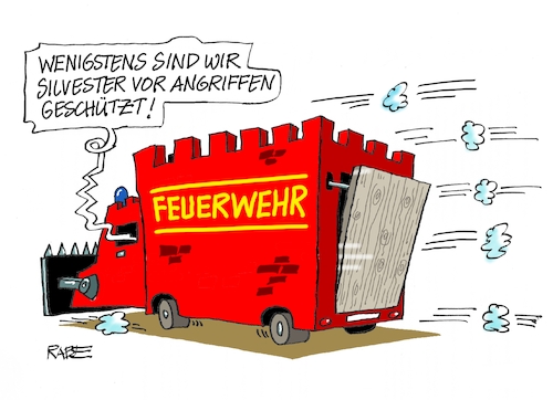 Cartoon: Feuerschutz (medium) by RABE tagged silvester,neujahr,jahresbeginn,prosit,rutsch,feuerwerk,böller,neujahrsansprache,silvesteransprache,rabe,ralf,böhme,cartoon,karikatur,pressezeichnung,farbcartoon,tagescartoon,tv,rede,alexa,amazon,feuerwehr,terror,gewalt,silvester,neujahr,jahresbeginn,prosit,rutsch,feuerwerk,böller,neujahrsansprache,silvesteransprache,rabe,ralf,böhme,cartoon,karikatur,pressezeichnung,farbcartoon,tagescartoon,tv,rede,alexa,amazon,feuerwehr,terror,gewalt