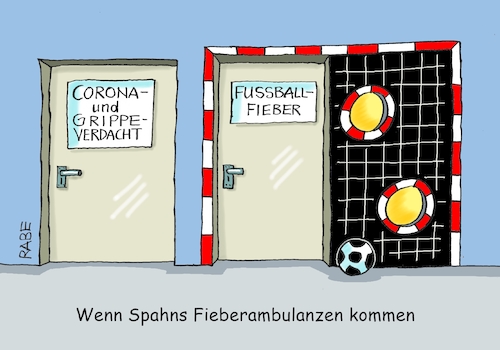 Cartoon: Fieberzentrum (medium) by RABE tagged corona,bildung,bildungsminister,kanzleramt,bildungskonferenz,lehrerkonferenz,laptop,ausstatung,digitalisierung,bildungsmonitor,internetzugan,wlan,aufwachen,gesundheitsminister,jens,spahn,fieber,fieberambulanzen,fußball,fußballfieber,torwand,torwandschießen,grippe,grippeschutzimpfung,coronastrategie,ambulanzen,corona,bildung,bildungsminister,kanzleramt,bildungskonferenz,lehrerkonferenz,laptop,ausstatung,digitalisierung,bildungsmonitor,internetzugan,wlan,aufwachen,gesundheitsminister,jens,spahn,fieber,fieberambulanzen,fußball,fußballfieber,torwand,torwandschießen,grippe,grippeschutzimpfung,coronastrategie,ambulanzen