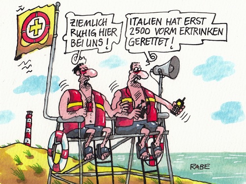 Cartoon: Flüchtlingsdrama (medium) by RABE tagged flüchtlinge,flüchtlingsdrama,boatpeople,italien,küste,lampedusa,schiffbrüchige,afrika,einwanderer,migranten,mittelmeer,rabe,ralf,böhme,cartoon,karikatur,pressezeichnung,farbcartoon,tagescartoon,rettungsschwimmer,rettungsturm,rettungsring,strand,leuchtturm,ostsee,nordsee,flüchtlinge,flüchtlingsdrama,boatpeople,italien,küste,lampedusa,schiffbrüchige,afrika,einwanderer,migranten,mittelmeer,rabe,ralf,böhme,cartoon,karikatur,pressezeichnung,farbcartoon,tagescartoon,rettungsschwimmer,rettungsturm,rettungsring,strand,leuchtturm,ostsee,nordsee