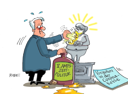 Cartoon: Fünfte Amtszeit Allzeit bereit (medium) by RABE tagged virus,corona,pandemie,coronakrise,rabe,ralf,böhme,cartoon,karikatur,pressezeichnung,farbcartoon,tagescartoon,viren,virenschutz,mundschutz,desinfektion,föderal,föderalismus,ländersache,führungsstärke,strategien,bundestagswahl,amtszeit,seehofer,merkel,wiederwahl,politur,glanz,skulptur,aufhübschen,horst,csu,cdu,union,virus,corona,pandemie,coronakrise,rabe,ralf,böhme,cartoon,karikatur,pressezeichnung,farbcartoon,tagescartoon,viren,virenschutz,mundschutz,desinfektion,föderal,föderalismus,ländersache,führungsstärke,strategien,bundestagswahl,amtszeit,seehofer,merkel,wiederwahl,politur,glanz,skulptur,aufhübschen,horst,csu,cdu,union