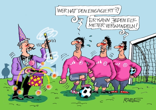 Cartoon: Fußballmagier (medium) by RABE tagged fußball,fussball,bundesliga,meistertitel,fußballer,bayern,münchen,bayer,leverkusen,rabe,ralf,böhme,cartoon,karikatur,pressezeichnung,frabcartoon,tagescartoon,schild,meister,schuß,ecke,eckball,sport,em,europameisterschaft,elfer,elfmeter,verwandlung,zauberer,wizzard,magier,zylinder,zauberstab,fußball,fussball,bundesliga,meistertitel,fußballer,bayern,münchen,bayer,leverkusen,rabe,ralf,böhme,cartoon,karikatur,pressezeichnung,frabcartoon,tagescartoon,schild,meister,schuß,ecke,eckball,sport,em,europameisterschaft,elfer,elfmeter,verwandlung,zauberer,wizzard,magier,zylinder,zauberstab