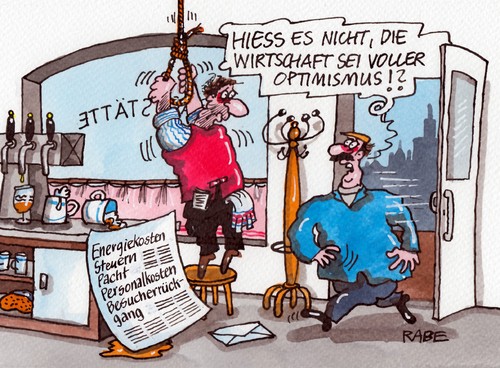 Cartoon: Galgenhumor (medium) by RABE tagged wirtschaftswachstum,aufschwung,konjunktur,wirtschaftsprognose,gewinn,wirtschaftsweisen,euro,optimismus,energie,energiekosten,energiewende,steuern,abgaben,steuerzahler,rabe,ralf,böhme,cartoon,karikatur,pressezeichnung,farbcartoon,wirt,gastwirt,kellner,ober,gastwirtschaft,gasthaus,restaurent,gäste,pacht,bedienung,personal,personalkosten,galgen,galgenstrick,seil,selbstmord,besucherrückgang,gastronomie,wirtschaftswachstum,aufschwung,konjunktur,wirtschaftsprognose,gewinn,wirtschaftsweisen,euro,optimismus,energie,energiekosten,energiewende,steuern,abgaben,steuerzahler,rabe,ralf,böhme,cartoon,karikatur,pressezeichnung,farbcartoon,wirt,gastwirt,kellner,ober,gastwirtschaft,gasthaus,restaurent,gäste,pacht,bedienung,personal,personalkosten,galgen,galgenstrick,seil,selbstmord,besucherrückgang,gastronomie