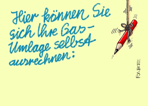 Cartoon: Gasumlage (medium) by RABE tagged gas,gassparen,gasnotstand,gasgeben,sanktionen,gasspeicher,gasheizung,rabe,ralf,böhme,cartoon,karikatur,pressezeichnung,farbcartoon,tagescartoon,robert,habeck,putin,gasumlage,rechnung,gasrechnung,bleistift,stift,gas,gassparen,gasnotstand,gasgeben,sanktionen,gasspeicher,gasheizung,rabe,ralf,böhme,cartoon,karikatur,pressezeichnung,farbcartoon,tagescartoon,robert,habeck,putin,gasumlage,rechnung,gasrechnung,bleistift,stift