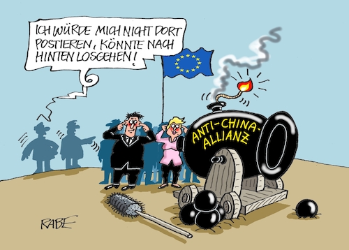 Cartoon: Gefahr (medium) by RABE tagged eu,europa,euro,gelder,milliarden,orban,ungarn,rabe,ralf,böhme,cartoon,karikatur,pressezeichnung,farbcartoon,tagescartoon,hilfsgelder,china,peking,antichinaallianz,allianz,rückstoß,kanone,kanonenkugeln,lunte,flamme,eu,europa,euro,gelder,milliarden,orban,ungarn,rabe,ralf,böhme,cartoon,karikatur,pressezeichnung,farbcartoon,tagescartoon,hilfsgelder,china,peking,antichinaallianz,allianz,rückstoß,kanone,kanonenkugeln,lunte,flamme