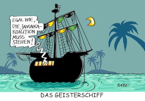 Cartoon: Geisterschifffahrer (medium) by RABE tagged grüne,jamaika,sondierungsgespräche,regierungsbildung,amtshandlung,rabe,ralf,böhme,cartoon,karikatur,pressezeichnung,farbcartoon,tagescartoon,berzhigung,beruhigungspillen,merkel,merkelraute,kanzleramt,geister,geisterschiff,palmen,mondsichel,meer,bucht,nacht,lösungen,grüne,jamaika,sondierungsgespräche,regierungsbildung,amtshandlung,rabe,ralf,böhme,cartoon,karikatur,pressezeichnung,farbcartoon,tagescartoon,berzhigung,beruhigungspillen,merkel,merkelraute,kanzleramt,geister,geisterschiff,palmen,mondsichel,meer,bucht,nacht,lösungen