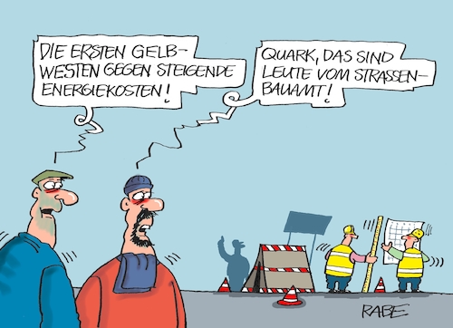 Cartoon: Gelbwestliches (medium) by RABE tagged klimaschutz,erde,erdüberlastung,erdüberlastungstag,verbrauch,rabe,ralf,böhme,cartoon,karikatur,pressezeichnung,farbcartoon,tagescartoon,knochen,gerippe,klimakatastrophe,kohlendioxyd,umweltschutz,ampel,rot,grün,gelb,habeck,lindner,sondierung,weste,gelbweste,gelbwestendemo,strassenbauamt,energiekosten,preissteigerung,kostensteigerung,stromkosten,dieselpreis,spritpreise,klimaschutz,erde,erdüberlastung,erdüberlastungstag,verbrauch,rabe,ralf,böhme,cartoon,karikatur,pressezeichnung,farbcartoon,tagescartoon,knochen,gerippe,klimakatastrophe,kohlendioxyd,umweltschutz,ampel,rot,grün,gelb,habeck,lindner,sondierung,weste,gelbweste,gelbwestendemo,strassenbauamt,energiekosten,preissteigerung,kostensteigerung,stromkosten,dieselpreis,spritpreise