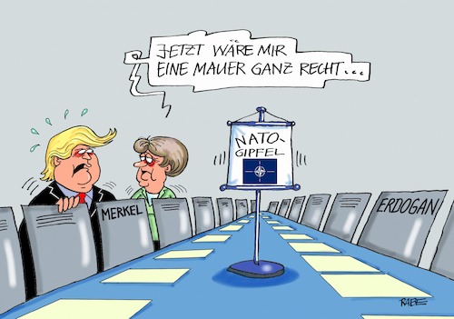 Cartoon: Gemauertes (medium) by RABE tagged brüssel,gipfel,natogipfel,staatsmänner,merkel,trump,erdogan,sitzordnung,konflikt,menschenrechte,rabe,ralf,böhme,cartoon,karikatur,pressezeichnung,farbcartoon,tagescartoon,tisch,flagge,mauer,mexico,kanzlerin,incilik,natostützpunkt,türkei,bundestagsabgeordnete,knatsch,beitrittsgespräche,eu,juncker,debüt,deutschland,brüssel,gipfel,natogipfel,staatsmänner,merkel,trump,erdogan,sitzordnung,konflikt,menschenrechte,rabe,ralf,böhme,cartoon,karikatur,pressezeichnung,farbcartoon,tagescartoon,tisch,flagge,mauer,mexico,kanzlerin,incilik,natostützpunkt,türkei,bundestagsabgeordnete,knatsch,beitrittsgespräche,eu,juncker,debüt,deutschland