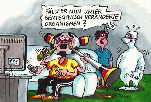 Cartoon: Genfussball (medium) by RABE tagged fußball,gentechnik,genmais,genorganismen,wm,brasilein,fussballwm,löw,bundetrainer,vorrundenspiele,tor,ball,nationalelf,lahm,müller,rabe,ralf,böhme,cartoon,karikatur,pressezeichnung,farbcartoon,mann,frau,couch,tv,public,viewing,vuvuzela,veränderung,organismen,organismus,landwirtschaft,bauern,verbraucher,eu,brüssel,blatter,fußball,gentechnik,genmais,genorganismen,wm,brasilein,fussballwm,löw,bundetrainer,vorrundenspiele,tor,ball,nationalelf,lahm,müller,rabe,ralf,böhme,cartoon,karikatur,pressezeichnung,farbcartoon,mann,frau,couch,tv,public,viewing,vuvuzela,veränderung,organismen,organismus,landwirtschaft,bauern,verbraucher,eu,brüssel,blatter