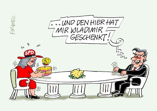 Cartoon: Gerhard feiert (medium) by RABE tagged gerhard,schröder,altkanzler,spd,geburtstag,geburtstagsfeier,gratulanten,rabe,ralf,böhme,cartoon,karikatur,pressezeichnung,farbcartoon,tagescartoon,tisch,ausziehtisch,wladimir,putin,geschenke,demokraten,gerhard,schröder,altkanzler,spd,geburtstag,geburtstagsfeier,gratulanten,rabe,ralf,böhme,cartoon,karikatur,pressezeichnung,farbcartoon,tagescartoon,tisch,ausziehtisch,wladimir,putin,geschenke,demokraten