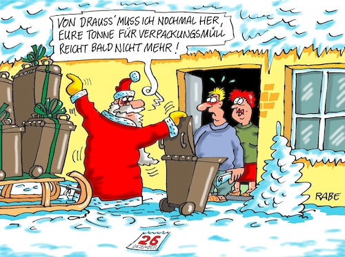 Cartoon: Geschenkepapiermüll (medium) by RABE tagged weihnachten,weihnachtsmann,schlitten,rentiere,kanzlerin,merkel,rabe,ralf,böhme,cartoon,karikatur,pressezeichnung,farbcartoon,tagescartoon,grün,heißzeit,klimawandel,frühjahr,badehose,bescherung,geschenke,geschenkpapier,verpackungsmüll,mülltonne,papaiertonne,weihnachten,weihnachtsmann,schlitten,rentiere,kanzlerin,merkel,rabe,ralf,böhme,cartoon,karikatur,pressezeichnung,farbcartoon,tagescartoon,grün,heißzeit,klimawandel,frühjahr,badehose,bescherung,geschenke,geschenkpapier,verpackungsmüll,mülltonne,papaiertonne