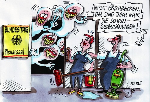 Cartoon: Gespenstiges (medium) by RABE tagged bundestag,bundesregierung,berlin,reichstagsgebäude,parlament,plenarsaalt,selbständige,scheinselbständige,sozialabgeben,betrug,gespenster,kanzlerin,cdu,abgeordnete,reinigungsfirma,reinigungskräfte,saalreinigung,geister,schwarzarbeit,schwarzarbeiter,karteileichen,bundestag,bundesregierung,reichstagsgebäude,berlin,parlament,selbständige,scheinselbständige,gespenster,reinigung,putzen