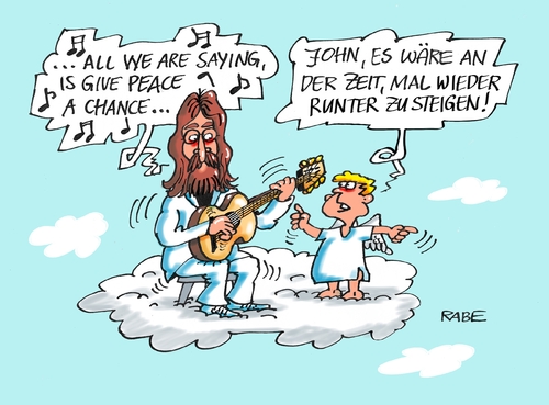 Cartoon: Give Peace Variante Eins (medium) by RABE tagged frieden,peace,john,lennon,wolke,engel,ukrainekrise,ukraine,merkel,poroschenko,putin,hollande,minsk,russland,separatisten,rabe,ralf,böhme,cartoon,karikatur,pressezeichnung,farbcartoon,tagescartoon,friedensinitiative,gespräche,waffenlieferung,obama,nato,frieden,peace,john,lennon,wolke,engel,ukrainekrise,ukraine,merkel,poroschenko,putin,hollande,minsk,russland,separatisten,rabe,ralf,böhme,cartoon,karikatur,pressezeichnung,farbcartoon,tagescartoon,friedensinitiative,gespräche,waffenlieferung,obama,nato