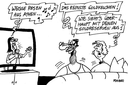 Cartoon: Goldige Zeiten (medium) by RABE tagged goldreserven,gold,euro,krise,eurokrise,rosen,athen,goldkehlchen,musiksendung,schlage,mouskouri,blumen,weiß,bundesbank,safe,geldschrank,konjunktur,goldvorräte,bundeshaushalt,goldbestände,schuldenbremse,goldstandard,milliardebschätze,fernseher,rabe,ralf,böhme,cartoon,karikatur,couch,kissen,plasmafernseher,goldreserven,gold,euro,krise,eurokrise,rosen,athen,goldkehlchen,musiksendung,schlage,mouskouri,blumen,weiß,bundesbank,safe,geldschrank,konjunktur,goldvorräte,bundeshaushalt,goldbestände,schuldenbremse,goldstandard,milliardebschätze,fernseher,rabe,ralf,böhme,cartoon,karikatur,couch,kissen,plasmafernseher