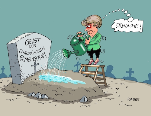 Cartoon: Grabgeflüster (medium) by RABE tagged merkel,kanzlerin,cdu,berlin,brüssel,eu,malta,gipfel,sondergipfel,gemeinsamkeit,geist,rabe,ralf,böhme,cartoon,karikatur,pressezeichnung,farbcartoon,tagescartoon,treffen,grab,friedhof,gießkanne,wasser,erwachen,merkel,kanzlerin,cdu,berlin,brüssel,eu,malta,gipfel,sondergipfel,gemeinsamkeit,geist,rabe,ralf,böhme,cartoon,karikatur,pressezeichnung,farbcartoon,tagescartoon,treffen,grab,friedhof,gießkanne,wasser,erwachen