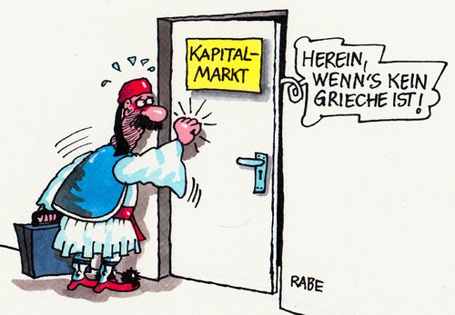 Cartoon: Griechenland kehrt zurück (medium) by RABE tagged griechenland,grieche,athen,kapital,kapitalmärkte,finanzmarkt,märkte,banken,bänker,anleger,investoren,rabe,ralf,böhme,cartoon,karikatur,pressezeichnung,farbcartoon,euro,eurozone,hilfspaket,rettungsschirm,griechenlandhilfe,finanzhilfe,milliardenanleger,börse,spekulanten,milliardensummen,griechenland,grieche,athen,kapital,kapitalmärkte,finanzmarkt,märkte,banken,bänker,anleger,investoren,rabe,ralf,böhme,cartoon,karikatur,pressezeichnung,farbcartoon,euro,eurozone,hilfspaket,rettungsschirm,griechenlandhilfe,finanzhilfe,milliardenanleger,börse,spekulanten,milliardensummen