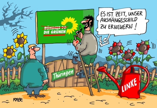 Cartoon: Grünzeug (medium) by RABE tagged grüne,grünzeug,bündnis,neunzig,landtagswahl,thüringen,ministerpräsident,lieberknecht,cdu,linke,ramelow,rot,rotrotgrün,rabe,ralf,böhme,cartoon,karikatur,pressezeichnung,tagescartoon,farbcartoon,garten,thütingen,aushängeschill,änderung,unrechtsstaat,mauerfall,sed,nachfolgepartei,grüne,grünzeug,bündnis,neunzig,landtagswahl,thüringen,ministerpräsident,lieberknecht,cdu,linke,ramelow,rot,rotrotgrün,rabe,ralf,böhme,cartoon,karikatur,pressezeichnung,tagescartoon,farbcartoon,garten,thütingen,aushängeschill,änderung,unrechtsstaat,mauerfall,sed,nachfolgepartei