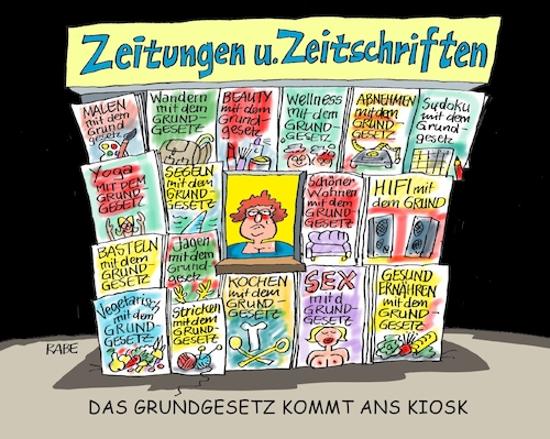 Cartoon: Grundgesetz (medium) by RABE tagged grundgesetz,bundesrepublik,deutschland,paragraphen,unantatsbarkeit,migration,asyl,merz,union,cdu,kiosk,rabe,ralf,böhme,cartoon,karikatur,pressezeichnung,farbcartoon,tagescartoon,zeitungen,zeitschriften,illustriete,wohnen,essen,schlafen,ernährung,broschüre,grundgesetz,bundesrepublik,deutschland,paragraphen,unantatsbarkeit,migration,asyl,merz,union,cdu,kiosk,rabe,ralf,böhme,cartoon,karikatur,pressezeichnung,farbcartoon,tagescartoon,zeitungen,zeitschriften,illustriete,wohnen,sex,essen,schlafen,ernährung,broschüre