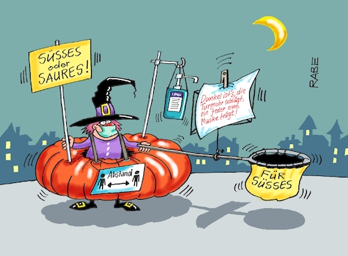 Cartoon: Halloweenregeln (medium) by RABE tagged corona,bildung,bildungsminister,kanzleramt,bildungskonferenz,lehrerkonferenz,laptop,ausstatung,digitalisierung,bildungsmonitor,internetzugan,wlan,aufwachen,coronaregeln,lockdown,merkel,regierungsansprache,ramelow,söder,laschet,kinder,halloween,reformationstag,kürbis,süßes,saures,abstandsregeln,desinfektionsmittel,maskenpflicht,corona,bildung,bildungsminister,kanzleramt,bildungskonferenz,lehrerkonferenz,laptop,ausstatung,digitalisierung,bildungsmonitor,internetzugan,wlan,aufwachen,coronaregeln,lockdown,merkel,regierungsansprache,ramelow,söder,laschet,kinder,halloween,reformationstag,kürbis,süßes,saures,abstandsregeln,desinfektionsmittel,maskenpflicht