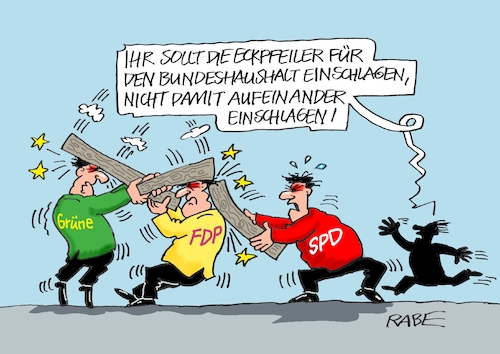 Cartoon: Haue Haue (medium) by RABE tagged olaf,scholz,bundeskanzler,ankündigung,zeitenwende,ergebnisse,opposition,union,rabe,ralf,böhme,cartoon,karikatur,pressezeichnung,farbcartoon,tagescartoon,kluft,spalt,brücke,ampel,ampelregierung,bundeshaushalt,eckwerte,eckpfeiler,lindner,spd,grüne,hiebe,haue,schlägerei,olaf,scholz,bundeskanzler,ankündigung,zeitenwende,ergebnisse,opposition,union,rabe,ralf,böhme,cartoon,karikatur,pressezeichnung,tagescartoon,kluft,spalt,brücke,ampel,ampelregierung