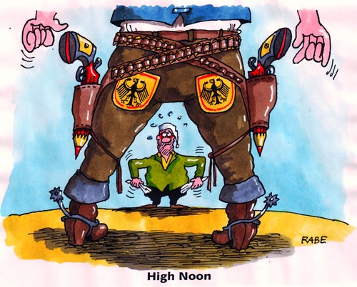 Cartoon: High Noon (medium) by RABE tagged high,noon,western,euro,abzocke,regierung,kleiner,mann,deutscher,michel,rotstift,bundesadler,pleite,patronengurt,angst,zittern,leere,taschen,haushalt,eu,finanzen,finanzministerium,finanzamt,steuererklärung,hilfspaket,rettungsschirm,high noon,western,euro,abzocke,regierung,deutscher,bundesadler,patronengurt,pleite,angst,zittern,finanzministerium,finanzen,finanzamt,steuererklärung,hilfspaket,rettungsschirm,cowboy,high,noon