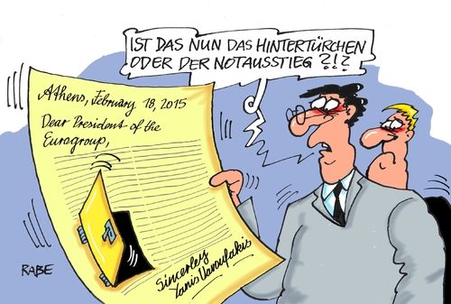 Cartoon: Hintertürchen (medium) by RABE tagged griechenland,athen,austritt,eurozone,linksbündnis,rabe,ralf,böhme,cartoon,karikatur,pressezeichnung,farbcartoon,tagescartoon,syriza,tsipras,ezb,brüssel,schuldenschnitt,varoufakis,griechenlandhilfe,schäuble,eurogruppe,brief,sondersitzung,eurogruppenchefs,finanzchefs,schuldendrama,hilfsantrag,türchen,hintertürchen,notausstieg,griechenland,athen,austritt,eurozone,linksbündnis,rabe,ralf,böhme,cartoon,karikatur,pressezeichnung,farbcartoon,tagescartoon,syriza,tsipras,ezb,brüssel,schuldenschnitt,varoufakis,griechenlandhilfe,schäuble,eurogruppe,brief,sondersitzung,eurogruppenchefs,finanzchefs,schuldendrama,hilfsantrag,türchen,hintertürchen,notausstieg