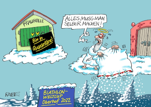 Cartoon: Hölleholle (medium) by RABE tagged corona,bundländerkonferenz,merkel,kanzleramt,lockerungen,stufenplan,öffnungen,lockdown,shutdown,baumärkte,impfdosen,rki,fallzahlen,inzidenzwert,spahn,impfzentren,impfreihenfolge,notbremse,lauterbach,omikron,quarantäne,quarantäneregeln,märchen,grimm,frau,holle,betten,schnee,schneeflocken,petrus,himmelstor,wolken,himmelspforte,biathlon,weltcup,oberhof,thüringen,sport,wintersport,ski,gewehr,corona,bundländerkonferenz,merkel,kanzleramt,lockerungen,stufenplan,öffnungen,lockdown,shutdown,baumärkte,impfdosen,rki,fallzahlen,inzidenzwert,spahn,impfzentren,impfreihenfolge,notbremse,lauterbach,omikron,quarantäne,quarantäneregeln,märchen,grimm,frau,holle,betten,schnee,schneeflocken,petrus,himmelstor,wolken,himmelspforte,biathlon,weltcup,oberhof,thüringen,sport,wintersport,ski,gewehr