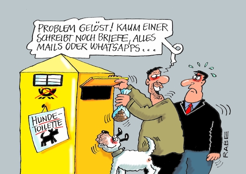 Cartoon: Hundetoilette (medium) by RABE tagged hund,herrchen,zweibeiner,vierbeiner,hundetoilette,hundeklo,hundehaufen,tretminen,raberalf,böhme,cartoon,karikatur,pressezeichnung,farbcartoon,tagescartoon,briefkasten,post,mail,app,hundekacke,hundescheisse,scheisshaufen,hundehalter,hund,herrchen,zweibeiner,vierbeiner,hundetoilette,hundeklo,hundehaufen,tretminen,raberalf,böhme,cartoon,karikatur,pressezeichnung,farbcartoon,tagescartoon,briefkasten,post,mail,app,hundekacke,hundescheisse,scheisshaufen,hundehalter