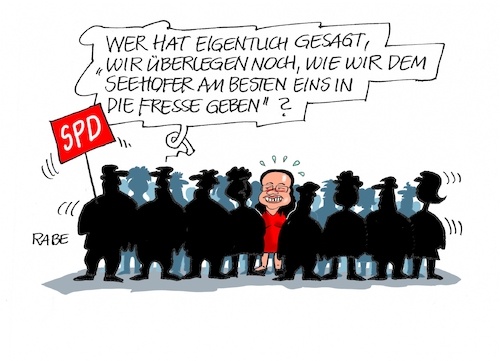 Cartoon: In die Fresse (medium) by RABE tagged sonderparteitag,spd,martin,schulz,ja,groko,koalitionsverhandlungen,rabe,ralf,böhme,cartoon,karikatur,pressezeichnung,farbcartoon,tagescartoon,merkel,union,koalitionsgespräche,andrea,nahles,fresse,seehofer,innenminister,horst,masterplan,transitzentren,lager,grenzkontrollen,zurückweisung,orban,kurz,österreich,söder,sonderparteitag,spd,martin,schulz,ja,groko,koalitionsverhandlungen,rabe,ralf,böhme,cartoon,karikatur,pressezeichnung,farbcartoon,tagescartoon,merkel,union,koalitionsgespräche,andrea,nahles,fresse,seehofer,innenminister,horst,masterplan,transitzentren,lager,grenzkontrollen,zurückweisung,orban,kurz,österreich,söder