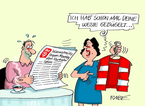 Cartoon: In Westen nix Neues (medium) by RABE tagged gewerkschaften,tarife,tarifverhandlungen,streik,gew,verdi,rabe,ralf,böhme,cartoon,karikatur,pressezeichnung,farbcartoon,tagescartoon,schleifstein,messer,gewerkschaftsmitglieder,bahnverkehr,nahverkehr,montag,warnstreiks,streikaufruf,busse,bahnen,gewerkschaften,tarife,tarifverhandlungen,streik,gew,verdi,rabe,ralf,böhme,cartoon,karikatur,pressezeichnung,farbcartoon,tagescartoon,schleifstein,messer,gewerkschaftsmitglieder,bahnverkehr,nahverkehr,montag,warnstreiks,streikaufruf,busse,bahnen