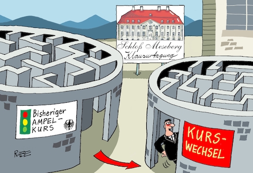 Cartoon: Irres Meseberg (medium) by RABE tagged klausur,klausurtagung,schloss,meseberg,ampel,ampelregierung,ampelkoalition,kurs,kursechsel,bundesregierung,rabe,ralf,böhme,cartoon,karikatur,pressezeichnung,farbcartoon,tagescartoon,irre,irrgarten,labyrint,schloßgarten,klausur,klausurtagung,schloss,meseberg,ampel,ampelregierung,ampelkoalition,kurs,kursechsel,bundesregierung,rabe,ralf,böhme,cartoon,karikatur,pressezeichnung,farbcartoon,tagescartoon,irre,irrgarten,labyrint,schloßgarten