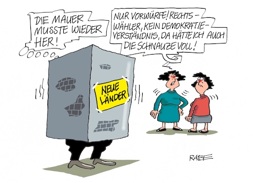 Cartoon: Kanal voll (medium) by RABE tagged bundestagswahl,wahlkampf,osten,ddr,ostbeauftragter,bundesregierung,recht,rabe,ralf,böhme,cartoon,karikatur,pressezeichnung,farbcartoon,tagescartoon,fett,fettschüssel,wanderwitz,afd,mauer,rechtswähler,demokratie,bundestagswahl,wahlkampf,osten,ddr,ostbeauftragter,bundesregierung,recht,rabe,ralf,böhme,cartoon,karikatur,pressezeichnung,farbcartoon,tagescartoon,fett,fettschüssel,wanderwitz,afd,mauer,rechtswähler,demokratie