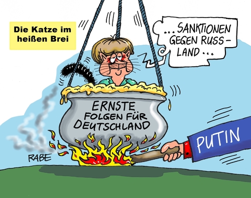 Cartoon: Katze im heißen Brei (medium) by RABE tagged putin,merkel,ukraine,ukrainekrise,staatschefs,kremlchef,russland,folgen,sanktionen,wirtschaftssanktionen,rabe,ralf,böhme,cartoon,tagescartoon,pressezeichnung,farbcartoon,katze,brei,heiß,suppenkessel,feuer,flamme,brisbane,eu,brüssel,putin,merkel,ukraine,ukrainekrise,staatschefs,kremlchef,russland,folgen,sanktionen,wirtschaftssanktionen,rabe,ralf,böhme,cartoon,tagescartoon,pressezeichnung,farbcartoon,katze,brei,heiß,suppenkessel,feuer,flamme,brisbane,eu,brüssel