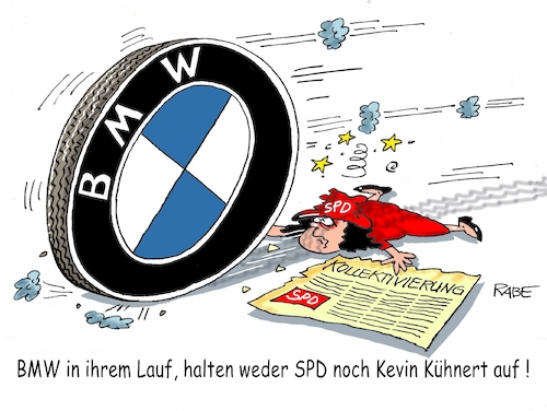 Cartoon: Kevin Kühnert BMW (medium) by RABE tagged spd,kevin,kühnert,bmw,kollektivierung,rabe,ralf,böhme,cartoon,karikatur,pressezeichnung,farbcartoon,tagescartoon,ochs,esel,bayern,rad,sozialismus,planwirtschaft,honecker,ddr,sed,spd,kevin,kühnert,bmw,kollektivierung,rabe,ralf,böhme,cartoon,karikatur,pressezeichnung,farbcartoon,tagescartoon,ochs,esel,bayern,rad,sozialismus,planwirtschaft,honecker,ddr,sed