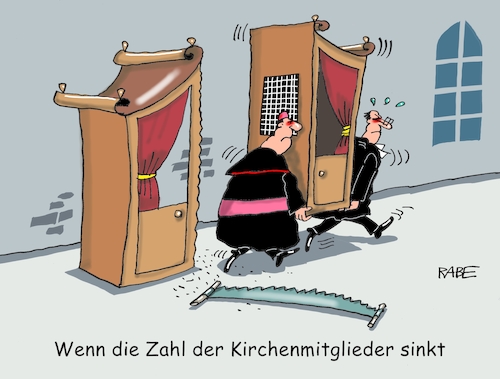 Cartoon: Kirchenaustritte (medium) by RABE tagged kirchen,kirchemitglieder,austritte,kirchenmitgliederschwund,papst,beichtstuhl,halbierung,säge,rabe,ralf,böhme,cartoon,karikatur,pressezeichnung,farbcartoon,tagescartoon,evangelisch,katholisch,katholiken,kreuz,jesus,kirchensteuer,kirchen,kirchemitglieder,austritte,kirchenmitgliederschwund,papst,beichtstuhl,halbierung,säge,rabe,ralf,böhme,cartoon,karikatur,pressezeichnung,farbcartoon,tagescartoon,evangelisch,katholisch,katholiken,kreuz,jesus,kirchensteuer