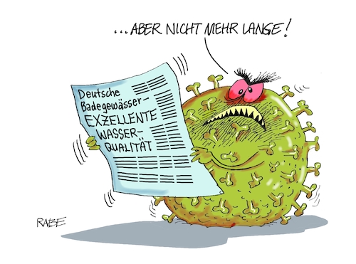 Cartoon: Klare Verhältnisse (medium) by RABE tagged virus,corona,pandemie,coronakrise,rabe,ralf,böhme,cartoon,karikatur,pressezeichnung,farbcartoon,tagescartoon,viren,virenschutz,mundschutz,desinfektion,föderal,föderalismus,ländersache,lockerungen,abstandsregeln,reisefreiheit,badeb,badegewässer,badeseen,wasserqualität,schwimmer,exzellent,virus,corona,pandemie,coronakrise,rabe,ralf,böhme,cartoon,karikatur,pressezeichnung,farbcartoon,tagescartoon,viren,virenschutz,mundschutz,desinfektion,föderal,föderalismus,ländersache,lockerungen,abstandsregeln,reisefreiheit,badeb,badegewässer,badeseen,wasserqualität,schwimmer,exzellent