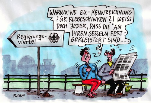 Cartoon: Klebeschinken (medium) by RABE tagged regierungsviertel,berlin,spree,eu,kennzeichnung,klebeschinken,schinkenimmitat,betrug,verbrauerschutz,verbrauchertäuschung,bürosessel,kleister,leim,sesselfurzer,bundesadler,bundesregierung,schwarz,gelb,normen,bürokratie,brüssel,eurozone,euro,regierungsviertel,berlin,spree,eu,kennzeichnung,klebeschinken,schinkenimmitat,betrug,verbrauerschutz,verbrauchertäuschung