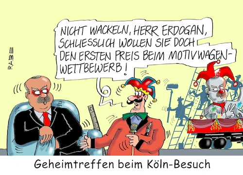 Cartoon: Köln Alaf (medium) by RABE tagged özil,gündogan,erdogan,wahlkampf,wahlhilfe,fußballtrikot,trikottausch,rabe,ralf,böhme,cartoon,karikatur,pressezeichnung,farbcartoon,tagescartoon,staatsbesuch,deutschland,merkel,kanzlerin,köln,moschee,einweihung,steinmeier,staatsbankett,demo,pressefreiheit,moscheebesuch,karneval,straßenumzüge,rosenmontagsumzüge,motivwagen,karnevalswagen,wettbewerb,kamelle,elferrat,narren,narrenkappe,özil,gündogan,erdogan,wahlkampf,wahlhilfe,fußballtrikot,trikottausch,rabe,ralf,böhme,cartoon,karikatur,pressezeichnung,farbcartoon,tagescartoon,staatsbesuch,deutschland,merkel,kanzlerin,köln,moschee,einweihung,steinmeier,staatsbankett,demo,pressefreiheit,moscheebesuch,karneval,straßenumzüge,rosenmontagsumzüge,motivwagen,karnevalswagen,wettbewerb,kamelle,elferrat,narren,narrenkappe