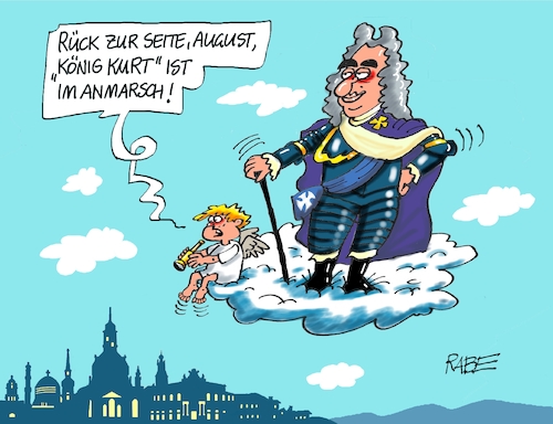 Cartoon: König Kurt (medium) by RABE tagged kurt,biedenkopf,cdu,ministerpräsident,tod,könig,rabe,ralf,böhme,cartoon,karikatur,pressezeichnung,farbcartoon,tagescartoon,wolke,himmel,engel,petrus,august,der,starke,dresden,sachsen,saxonia,tillich,kretschmer,kurt,biedenkopf,cdu,ministerpräsident,tod,könig,rabe,ralf,böhme,cartoon,karikatur,pressezeichnung,farbcartoon,tagescartoon,wolke,himmel,engel,petrus,august,der,starke,dresden,sachsen,saxonia,tillich,kretschmer