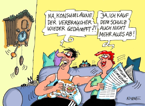 Cartoon: Konsumklimabericht (medium) by RABE tagged konsum,konsumklima,aufschwung,umsatz,verbraucher,kaufrausch,rabe,ralf,böhme,cartoon,karikatur,pressezeichnung,farbcartoon,tagescartoon,schulz,martin,spd,kanzlerkandidat,umfragewerte,merkel,bundestagswahl,konsum,konsumklima,aufschwung,umsatz,verbraucher,kaufrausch,rabe,ralf,böhme,cartoon,karikatur,pressezeichnung,farbcartoon,tagescartoon,schulz,martin,spd,kanzlerkandidat,umfragewerte,merkel,bundestagswahl