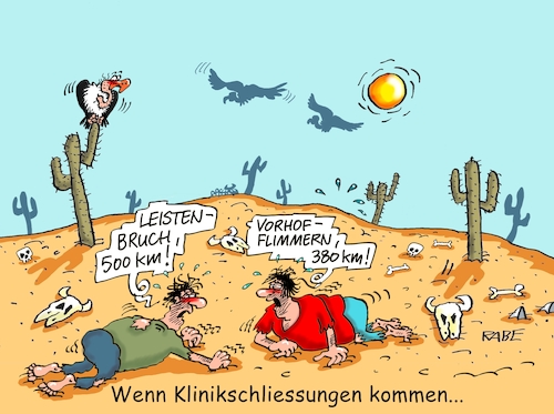 Cartoon: Krankenhauswüste (medium) by RABE tagged masern,masernimpfung,pflichtimpfung,spahn,giffey,rabe,ralf,böhme,cartoon,karikatur,pressezeichnung,farbcartoon,tagescartoon,kliniken,krankenhäuser,reduzierung,wüste,geier,knochen,klinikum,streichung,bertelsmann,stiftung,umfrage,statistikversorgung,arzt,patient,großkliniken,leistenbruch,vorhofflimmern,masern,masernimpfung,pflichtimpfung,spahn,giffey,rabe,ralf,böhme,cartoon,karikatur,pressezeichnung,farbcartoon,tagescartoon,kliniken,krankenhäuser,reduzierung,wüste,geier,knochen,klinikum,streichung,bertelsmann,stiftung,umfrage,statistikversorgung,arzt,patient,großkliniken,leistenbruch,vorhofflimmern