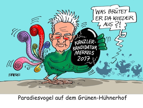 Cartoon: Kretschmann (medium) by RABE tagged grüne,kretschmann,ministerpräsident,hofreiter,roth,bundestagswahl,kanzlerkandidat,merkel,cdu,unterstützung,rabe,ralf,böhme,cartoon,karikatur,pressezeichnung,farbcartoon,tagescartoon,hühner,hühnerhof,paradies,paradiesvogel,hühnerei,ei,brut,brüter,grüne,kretschmann,ministerpräsident,hofreiter,roth,bundestagswahl,kanzlerkandidat,merkel,cdu,unterstützung,rabe,ralf,böhme,cartoon,karikatur,pressezeichnung,farbcartoon,tagescartoon,hühner,hühnerhof,paradies,paradiesvogel,hühnerei,ei,brut,brüter