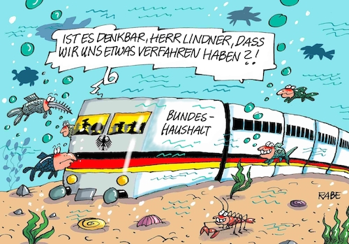 Cartoon: Lindner Express (medium) by RABE tagged ampel,ampelregierung,rot,grün,gelb,fdp,spd,grüne,rabe,ralf,böhme,cartoon,karikatur,pressezeichnung,farbcartoon,tagescartoon,lindner,haushaltsdebatte,haushaltsloch,ice,eisenbahn,meer,tiefsee,wasser,ampel,ampelregierung,rot,grün,gelb,fdp,spd,grüne,rabe,ralf,böhme,cartoon,karikatur,pressezeichnung,farbcartoon,tagescartoon,lindner,haushaltsdebatte,haushaltsloch,ice,eisenbahn,meer,tiefsee,wasser