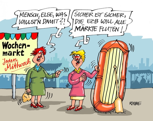 Cartoon: Märkte (medium) by RABE tagged ezb,märkte,flutung,überflutung,europäische,zentralbank,euro,inflation,geld,krisenländer,marktwirtschaft,rabe,ralf,böhme,cartoon,karikatur,pressezeichnung,farbcartoon,tagescartoon,wochenmarkt,else,schlauchboot,überschwemmung,gelddruckmaschine,geldscheine,banken,ezb,märkte,flutung,überflutung,europäische,zentralbank,euro,inflation,geld,krisenländer,marktwirtschaft,rabe,ralf,böhme,cartoon,karikatur,pressezeichnung,farbcartoon,tagescartoon,wochenmarkt,else,schlauchboot,überschwemmung,gelddruckmaschine,geldscheine,banken