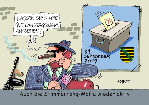 Cartoon: Mafia wieder aktiv (medium) by RABE tagged landtagswahlen,landtag,bundesländer,wähler,thüringen,sachsen,rabe,ralf,böhme,cartoon,karikatur,pressezeichnung,farbcartoon,tagescartoon,baukasten,dresden,september,wählerstimmen,wählerstimmenmafia,mafia,zigarre,maschinengewehr,wahlurne,mafiosi,geldwäsche,mafiamethoden,landtagswahlen,landtag,bundesländer,wähler,thüringen,sachsen,rabe,ralf,böhme,cartoon,karikatur,pressezeichnung,farbcartoon,tagescartoon,baukasten,dresden,september,wählerstimmen,wählerstimmenmafia,mafia,zigarre,maschinengewehr,wahlurne,mafiosi,geldwäsche,mafiamethoden