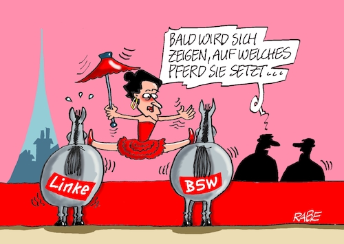 Cartoon: Manege frei (medium) by RABE tagged wagenknecht,sahra,linke,parteiengründung,verein,bsw,bündnis,abspaltung,rabe,ralf,böhme,cartoon,karikatur,pressezeichnung,farbcartoon,tagescartoon,manege,zirkus,zirkuspferd,zirkusmanege,spagat,wagenknecht,sahra,linke,parteiengründung,verein,bsw,bündnis,abspaltung,rabe,ralf,böhme,cartoon,karikatur,pressezeichnung,farbcartoon,tagescartoon,manege,zirkus,zirkuspferd,zirkusmanege,spagat