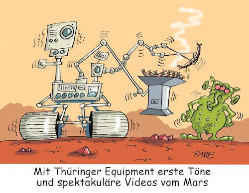 Cartoon: Marsmission Possible (medium) by RABE tagged mars,marsmission,nasa,usa,marssonde,equipment,rabe,ralf,böhme,cartoon,karikatur,farbcartoon,pressezeichnung,tagescartoon,marsoberfläche,landung,marsmobil,thüringen,jena,bratwurst,bratwurstrost,marsbewohner,marsmännchen,perseverance,mars,marsmission,nasa,usa,marssonde,equipment,rabe,ralf,böhme,cartoon,karikatur,farbcartoon,pressezeichnung,tagescartoon,marsoberfläche,landung,marsmobil,thüringen,jena,bratwurst,bratwurstrost,marsbewohner,marsmännchen,perseverance