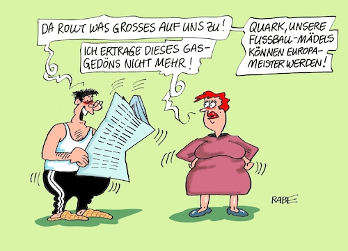 Cartoon: Meisterhaftes (medium) by RABE tagged fussball,em,damenfussball,frauenfussball,wembley,rabe,ralf,böhme,cartoon,karikatur,pressezeichnung,farbcartoon,tagescartoon,sieg,endspiel,gasgedöns,gaskrise,sport,spielfeld,tor,fussball,em,damenfussball,frauenfussball,wembley,rabe,ralf,böhme,cartoon,karikatur,pressezeichnung,farbcartoon,tagescartoon,sieg,endspiel,gasgedöns,gaskrise,sport,spielfeld,tor